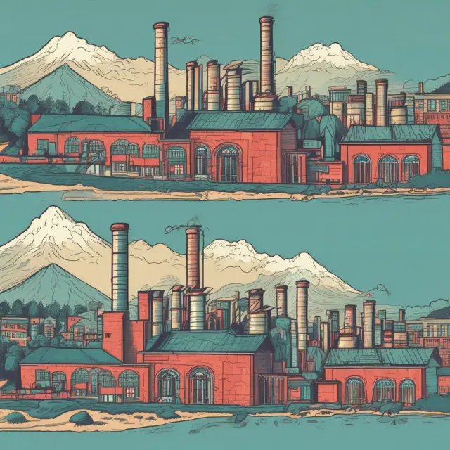 A series of factories showing the point where adding more workers or capital results in decreased productivity and marginal gains