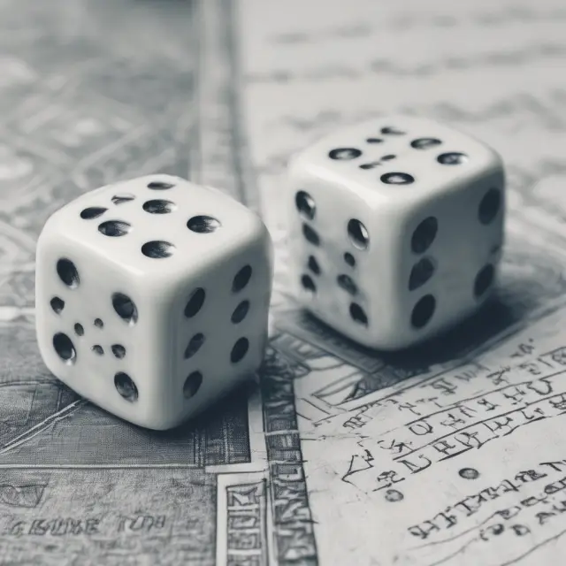 A visualization of two dice, one with consistent growth representing Law of Large Numbers (LLN), the other erratic yet average illustrating Law of Averages (LOA).