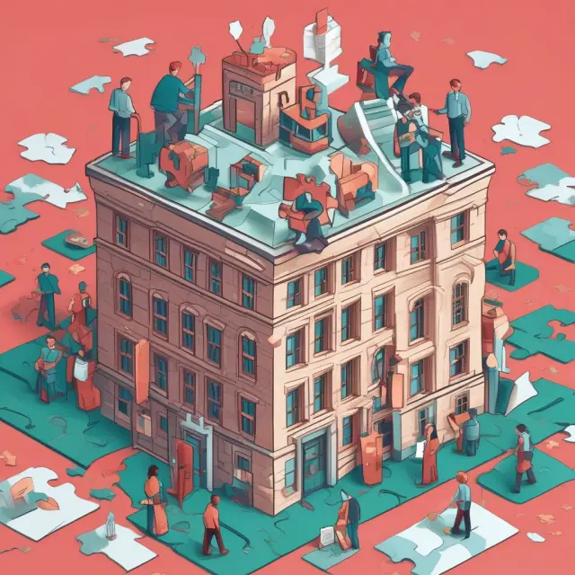A lead bank pieces together an intricate puzzle, representing the formation of a robust underwriting syndicate with various banks