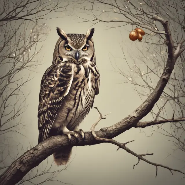 An owl carefully evaluates partnerships to ensure the growth of a golden acorn tree, symbolizing careful selection of a lead bank.