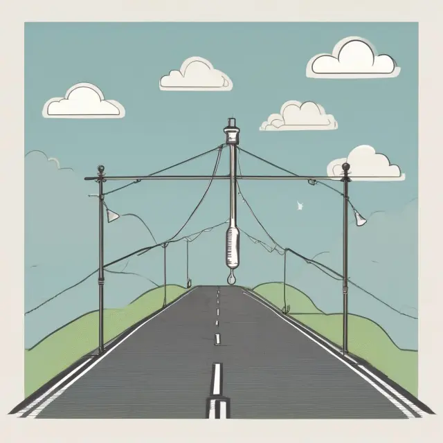 Leaders balancing stability and innovation on a tightrope, with a balance scale symbolizing concern for production and people