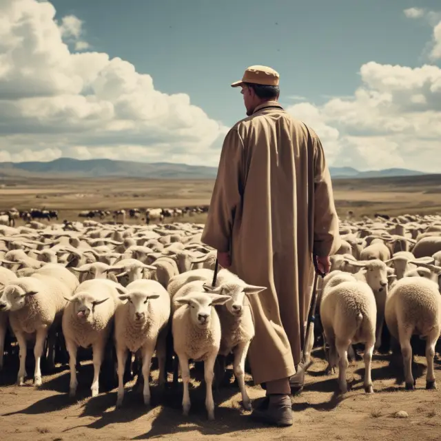 Leader as shepherd guiding employees, symbolizing effective leading by example