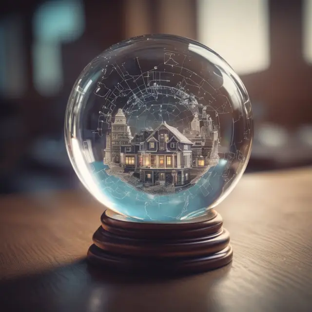 Crystal ball containing PMI, durable goods orders, consumer confidence index, jobless claims, and the yield curve – essential leading economic indicators