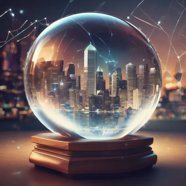 Crystal ball filled with economic data displays emerging market trends