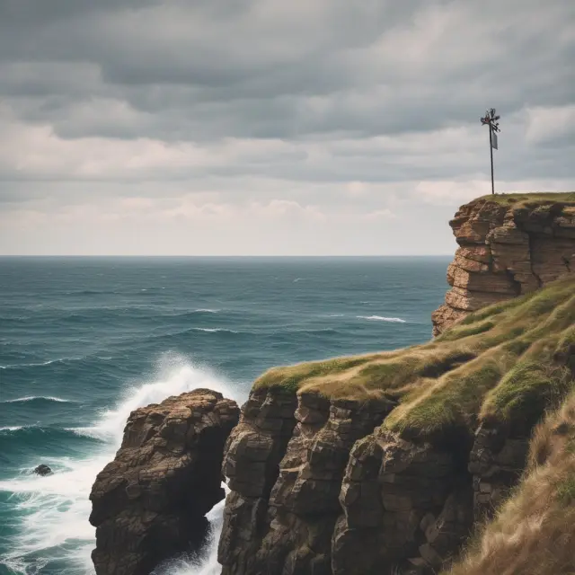 Weather vane representing leads and lags strategies on the cliff edge between unpredictable currency seas