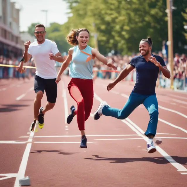 Retailer and supplier collaborate to pass merchandise at a finish line, representing shortened retail lead times