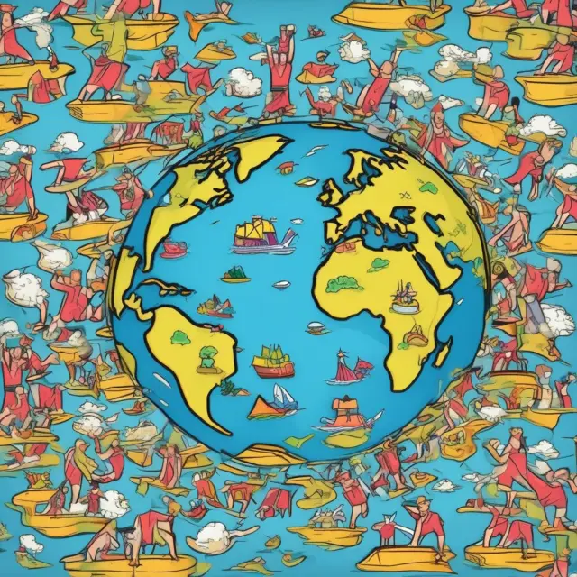 A visualization of tourists leaving a globe, symbolizing economic leakage caused by tourism