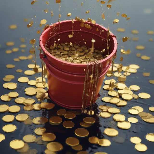 Gold coins represent capital or income leaving an economy as leakages, impacting the circular flow