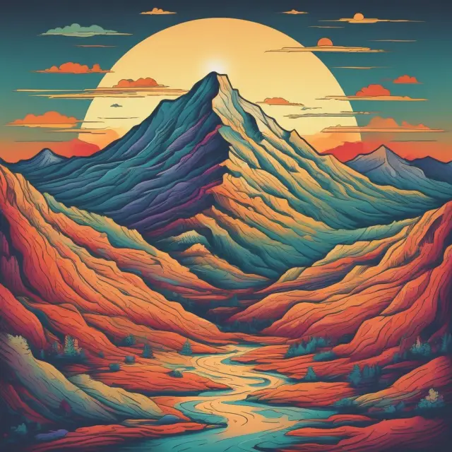 Image of a towering mountain with summits representing learning curves, signifying the growth in financial knowledge and insights