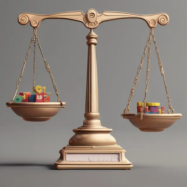 Image depicts a balance scale representing lease payment factors: local residual values, discount rates, credit scores, and asset values.