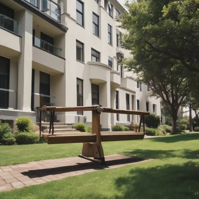Visualizing residential and commercial lease differences with a seesaw illustrating property types and tenant responsibilities.