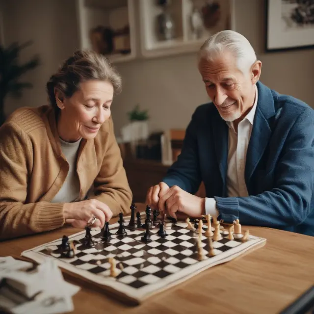 Tenant and landlord engaging in lease negotiations, depicted as a chess game with lease documents as game pieces