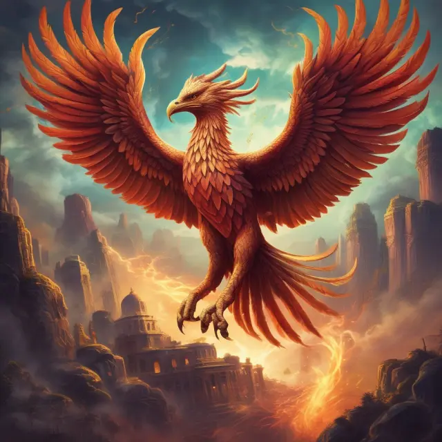 Phoenix rising above financial assets, representing companies gaining cash and flexibility with leaseback transactions