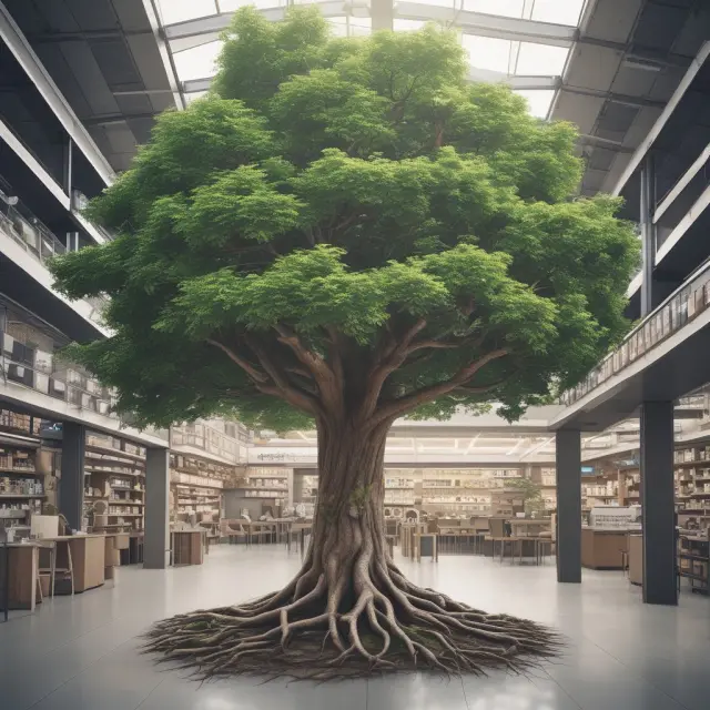 A tree representing Best Buy Co., Inc. with adaptive roots signifying the advantages of leaseholds for growing businesses