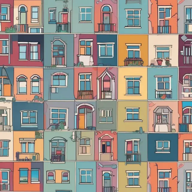 A colorful mosaic of tenants receiving financial support from a landlord for personalized improvements, symbolizing Tenant Improvement Allowances.