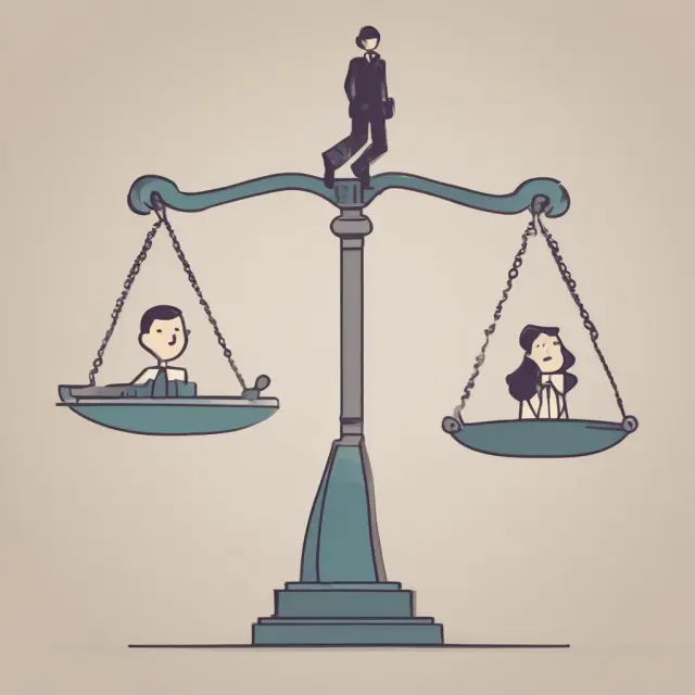 An image of a scale tipping towards a coworker