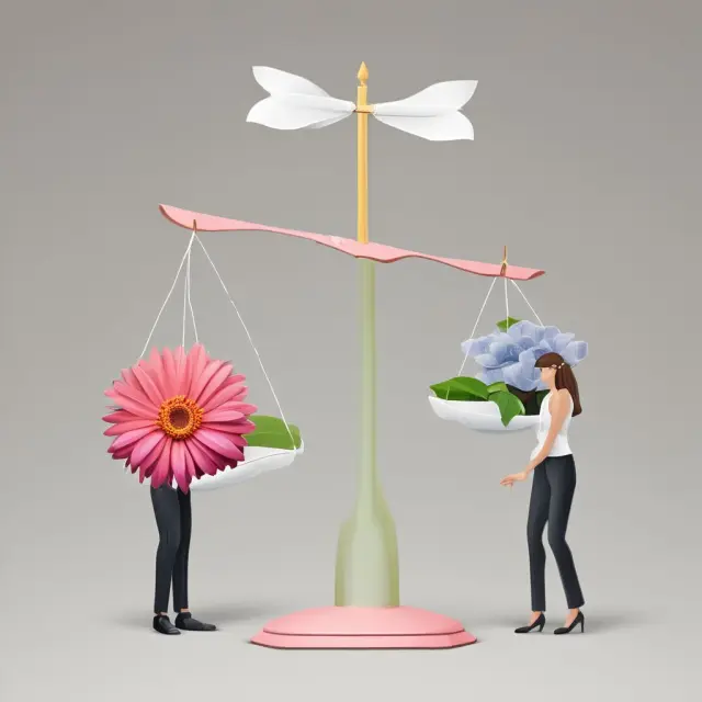 Visualizing relationship and task-oriented leadership styles: a scale with one coworker nurturing a flower and the other stepping on it