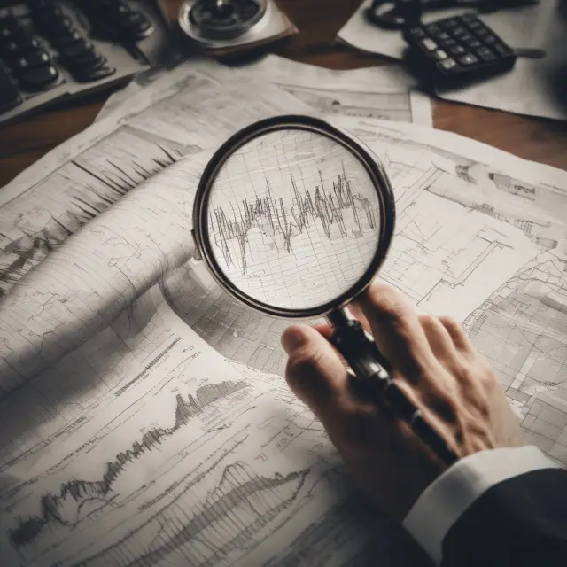 An analyst examining historical data using graphs and least squares method to determine the relationship between stock returns and index returns