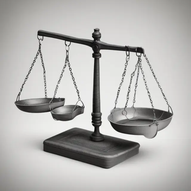 A balance scale with data points as weights on either side, the least squares criterion minimizes errors by balancing the sum of squared errors between data points and a regression line.