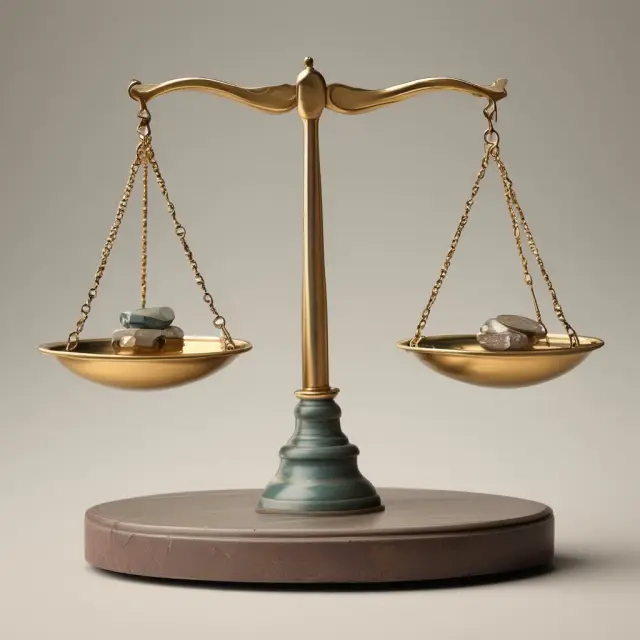 Two scales with gold coins representing ledger balance and silver coins for available balance, indicating their differences