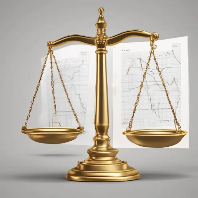 A golden scale balances a person with their ledger (stable) and available balances, symbolizing efficient financial management.
