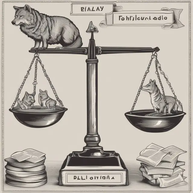 Two scales displaying student and payday loans - one protected by legal regulations, while the other faces potential exploitation by wolves symbolizing predatory lending practices.