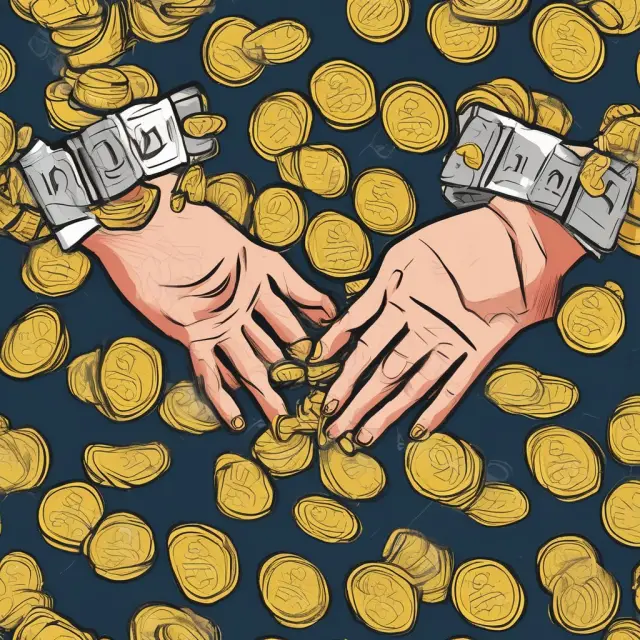 A debtor offering gold coins and paper bills to a creditor in a financial transaction, illustrating the acceptance of legal tender.