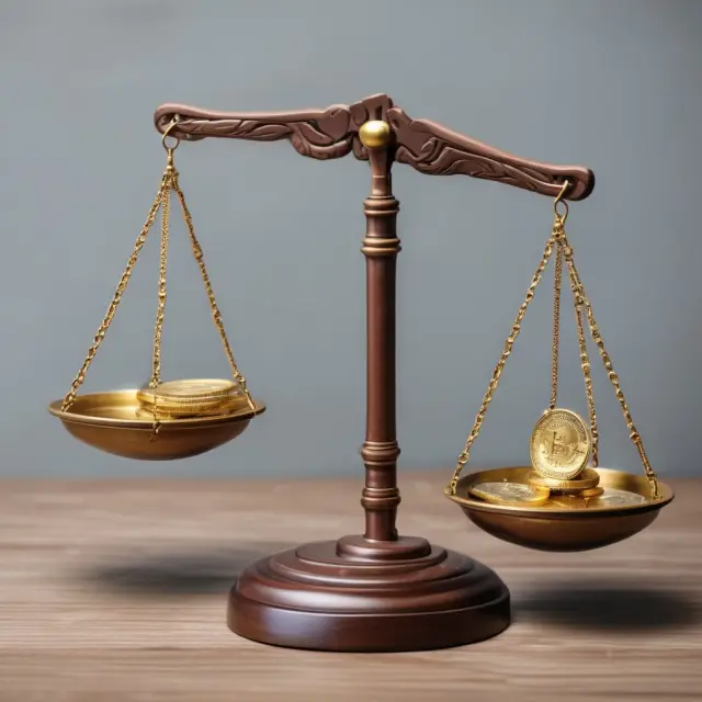 Scales balanced between a crypto coin and legal tender symbolizing their interplay in the financial world