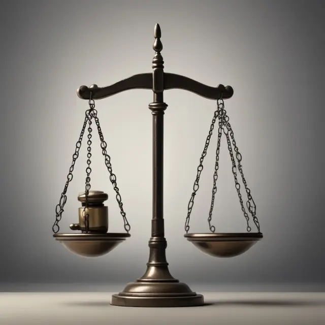 A pendulum swinging between two scales labeled 
