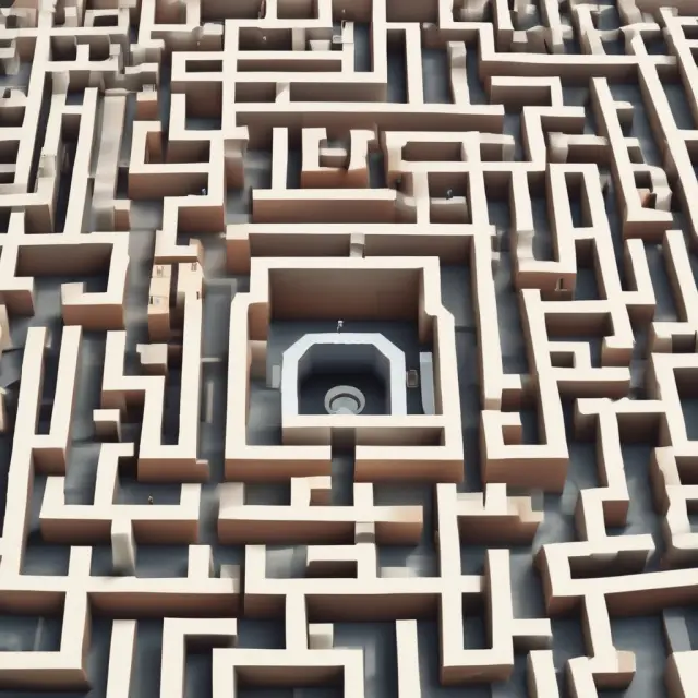 A labyrinthine maze symbolizes legislative risk, with healthcare at its core. Constantly evolving regulations create challenges for businesses.
