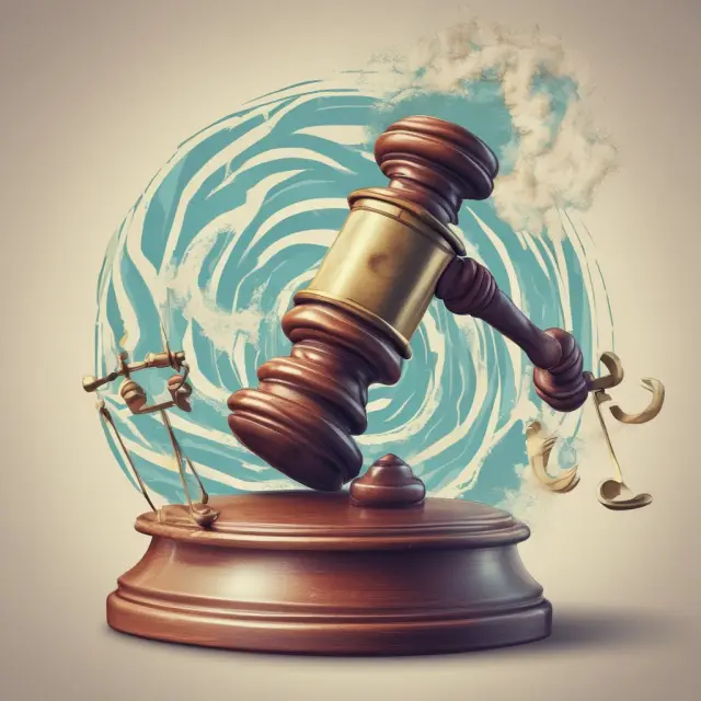 A government gavel creating market waves, symbolizing the impact of legislative risks on trends