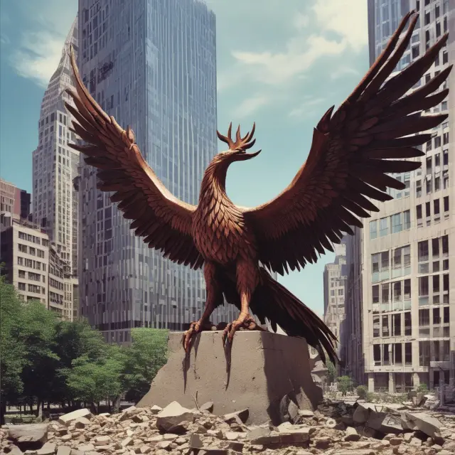 Image of a phoenix arising from the ashes of Lehman Brothers