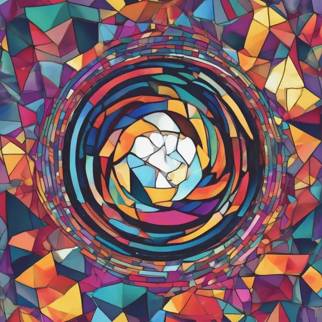 An assorted set of kaleidoscope shards symbolizing various bond funds and ETFs reflecting the diverse allocations of the Bloomberg Aggregate Bond Index