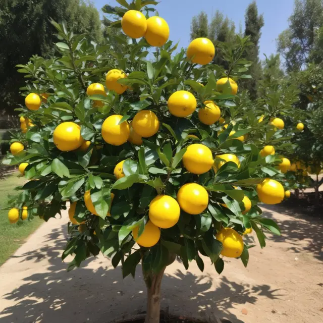 A transparent lemon tree with strong warranty fruits symbolizing transparency and effective solutions against the lemons problem