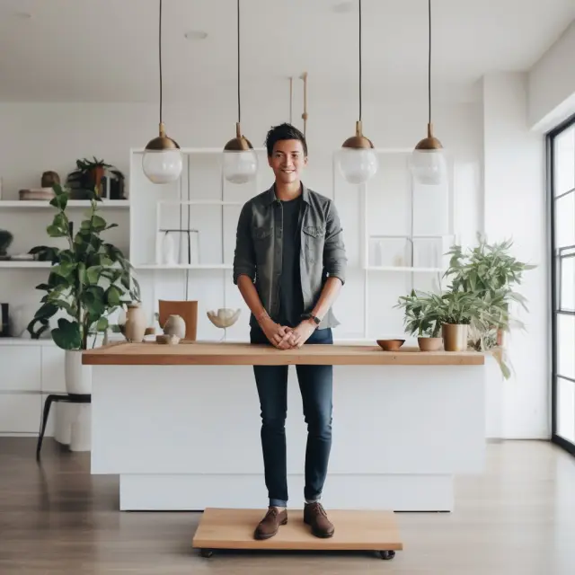 An entrepreneur weighing their personal and business creditworthiness on a scale, with SBA programs represented by open books in the background.