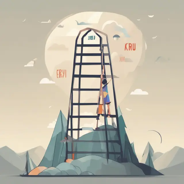 Person climbing a ladder with credit score rungs to reach mortgage approval. Explores lending options and requirements for those with bad credit.