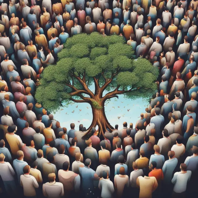 Tree representing a project growing with the support of its diverse investor community through a successful crowdfunding campaign
