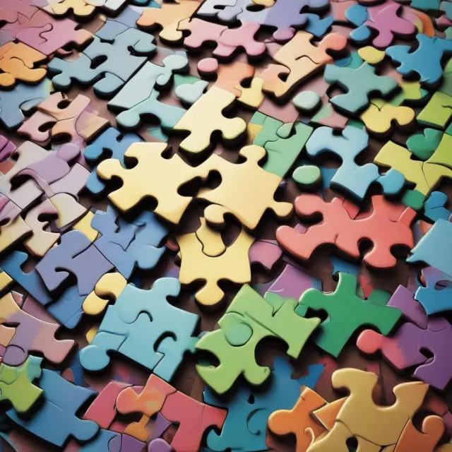 An image of a wise lender, surrounded by puzzle pieces representing borrowers