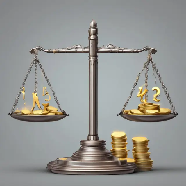 Golden and silver coins on a balance scale represent the pros and cons of having a lender of last resort in finance.