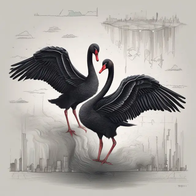 Black swans symbolize extreme events with fatter tails in a leptokurtic distribution compared to a normal one, illustrating the importance of accurate Value-at-Risk estimation.