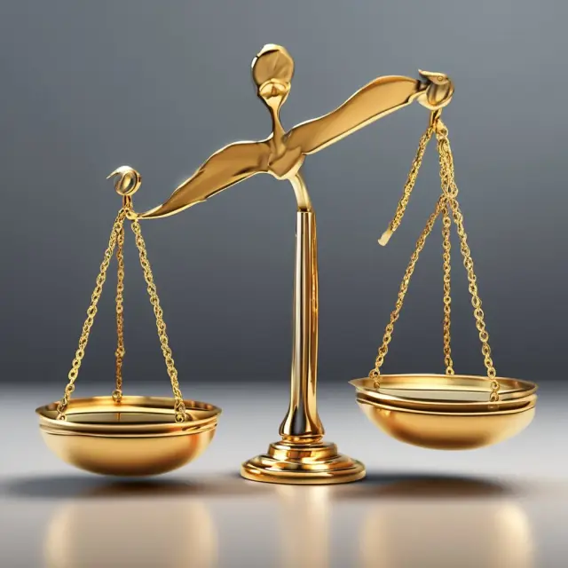 A golden scale with ESOP on one pan, equity in the other, and a balance representing the debt-to-equity ratio