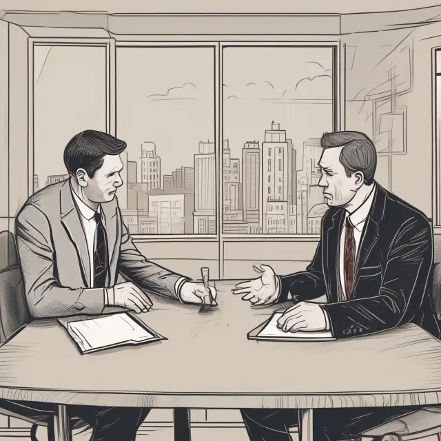 Two individuals engaged in productive conversation over a rented property, emphasizing collaborative problem solving and maintaining landlord-tenant relationships.