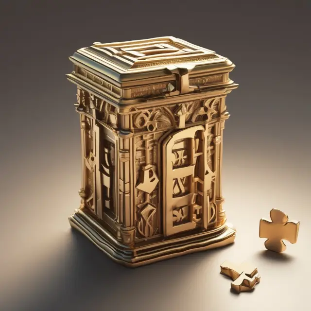 Lessor offering asset access with gold key and puzzle box