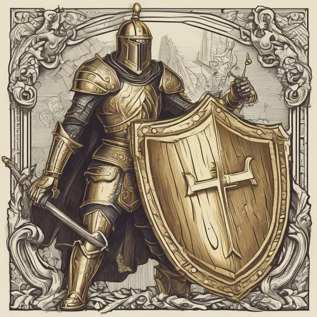 Knight with a golden call option shield, ensuring secure transactions for call writers