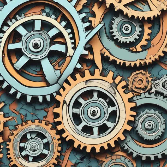 Interconnected gears depicting bonds (debt security), letters of guarantee (contractual agreement), and lines of credit (flexible loan).