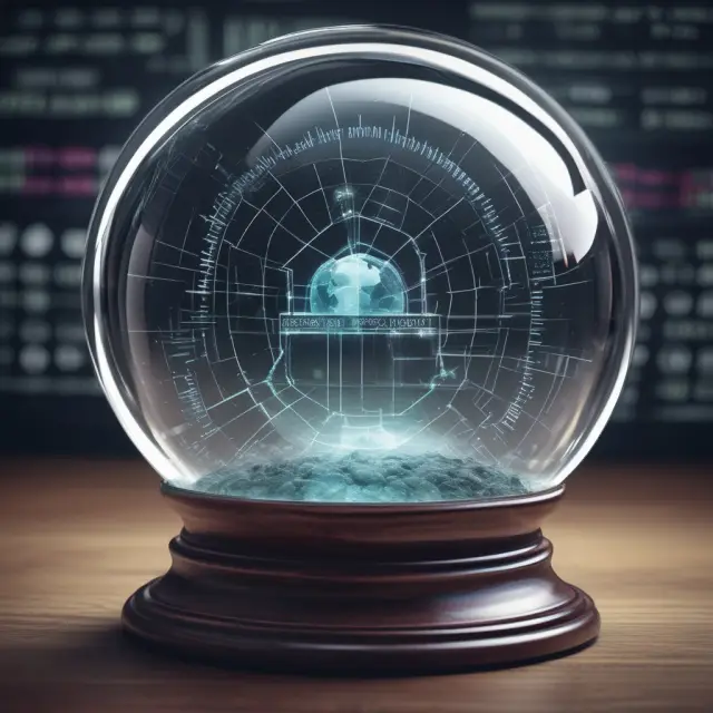 Stock tickers forming a crystal ball to represent the transparent and predictable nature of Level 1 assets in financial reporting