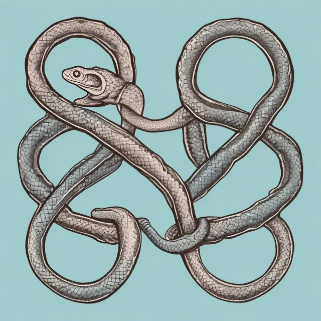Two snakes representing level-premium term (constant) and decreasing term (declining) life insurance policies coiled together, symbolizing their differences in premiums and death benefits.