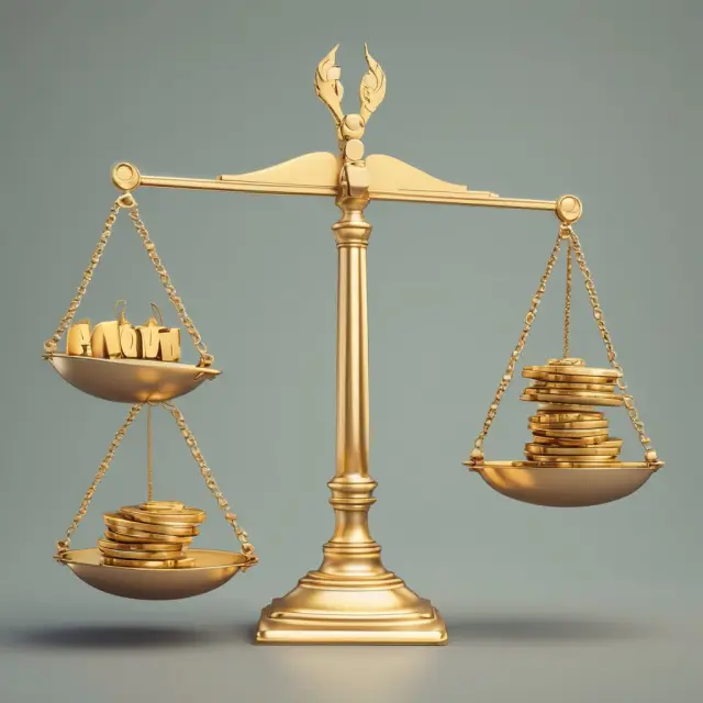 A balance scale with age, health, and term length weights. The 
