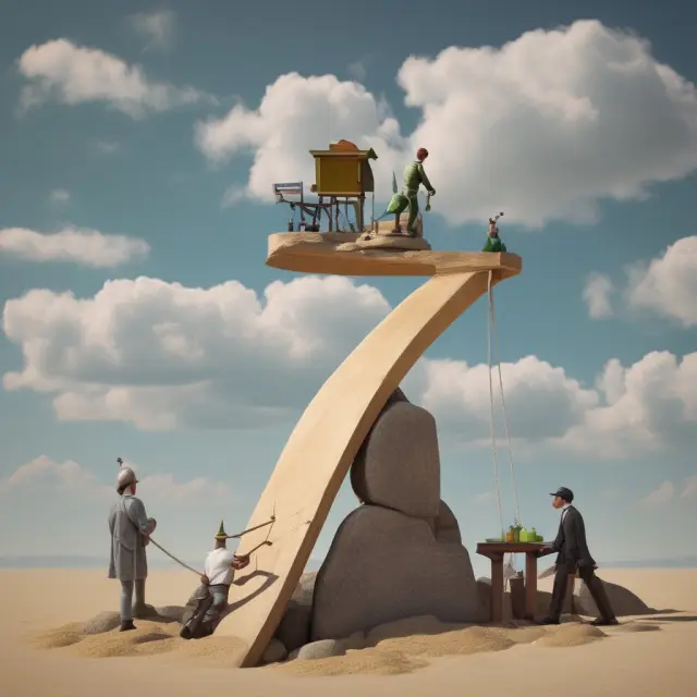 A seesaw illustrating the balance between risk and potential gains from options contracts in leveraged ETFs