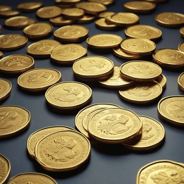 Golden mature company thriving amidst a field of robust management teams and overflowing cash flow represented as gold coins
